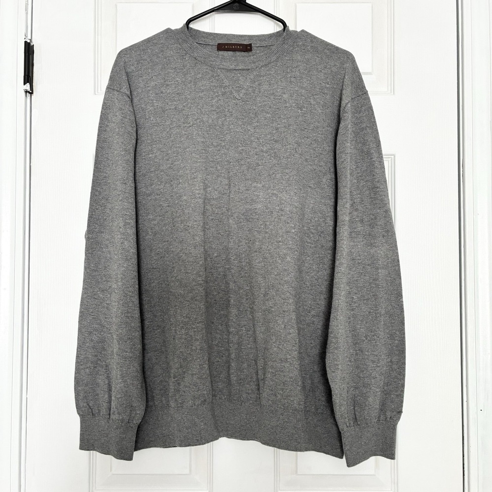 J. Hilburn Cotton Cashmere Crewneck Casual Pullover Sweater Gray Mens XL